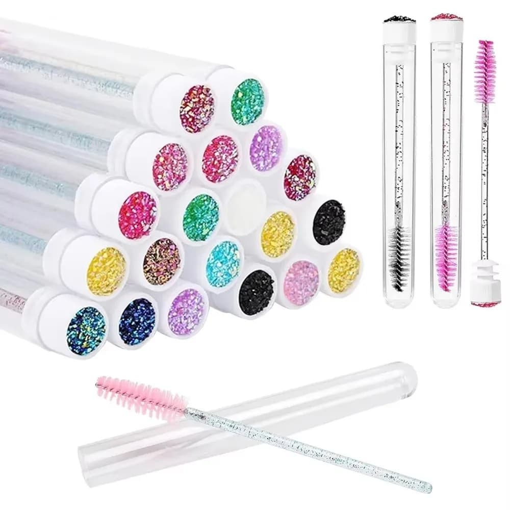 New Sparkling Eyelash Brushes in Pipes with Container Case Spoolies for Eyelashes Reusable Makeup Tools with Mascara Stick