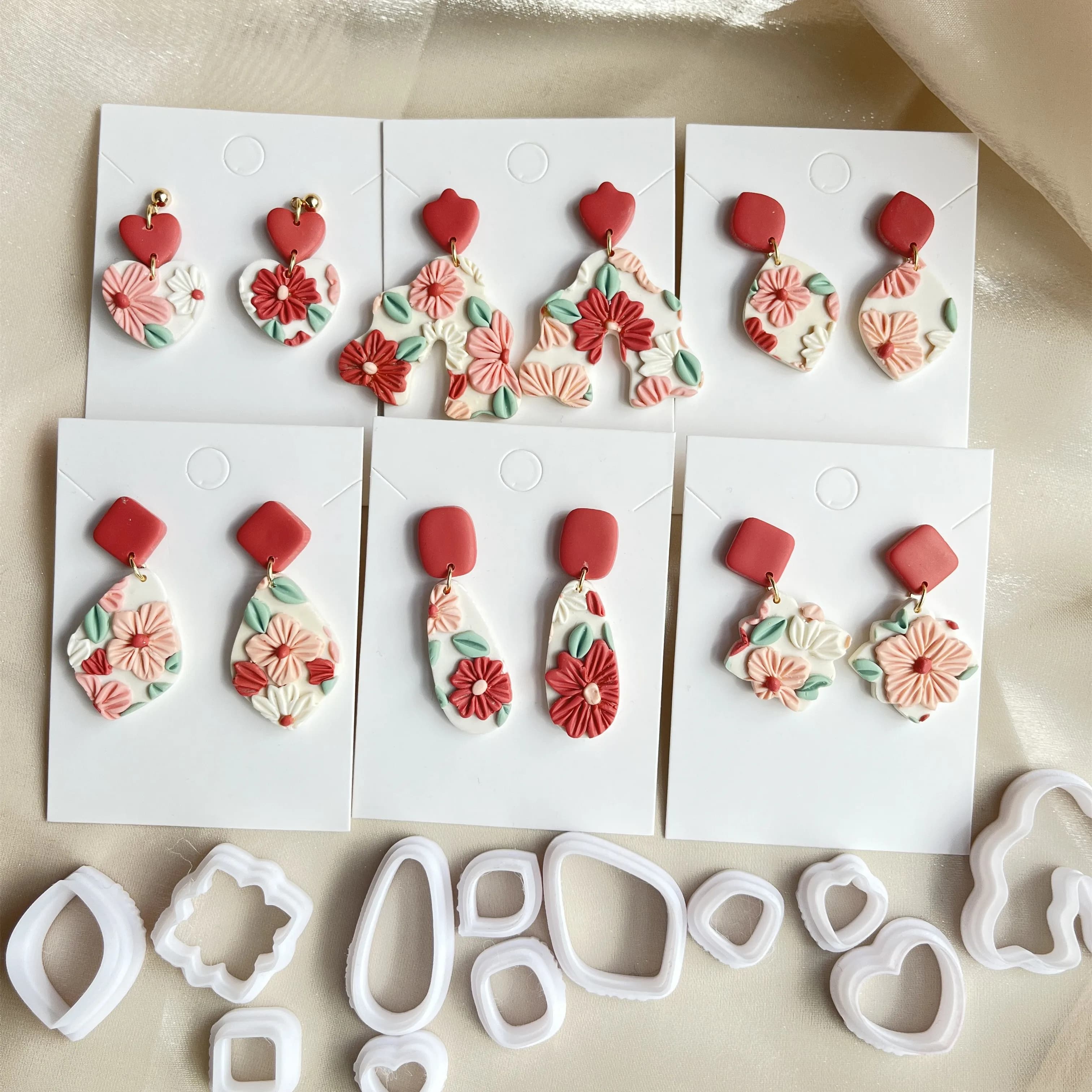 Soft Ceramic Earrings Polymer Clay Cutter Border Geometric Pattern Mould DIY Clay Earrings Jewelry Pendant Clay tools