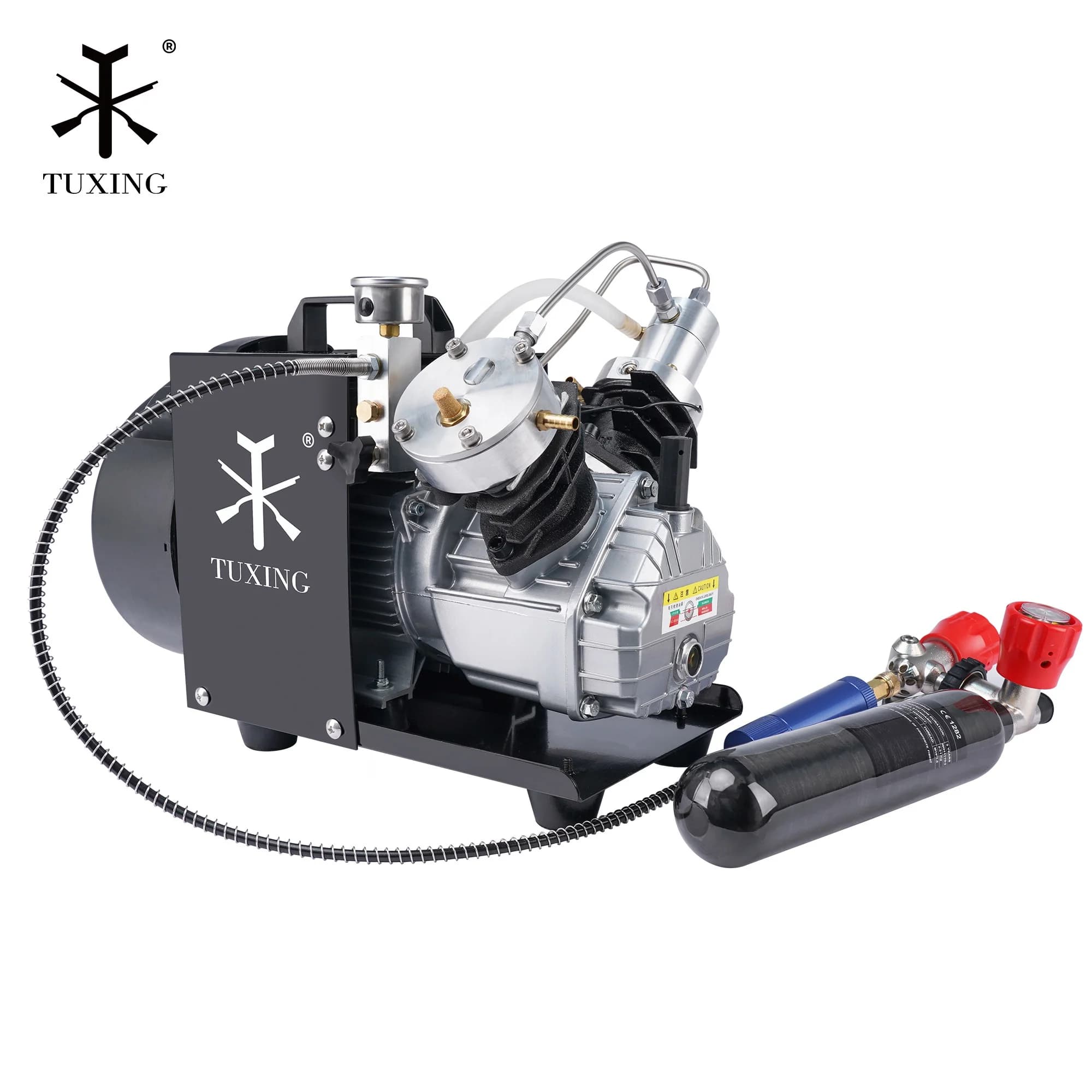 TUXING Compressore d'Aria Elettrico PCP a Doppio Cilindro per Snorkeling e Caccia all'Aperto, Alta Pressione 300Bar 4500Psi 30mpa, Miglior Prezzo
