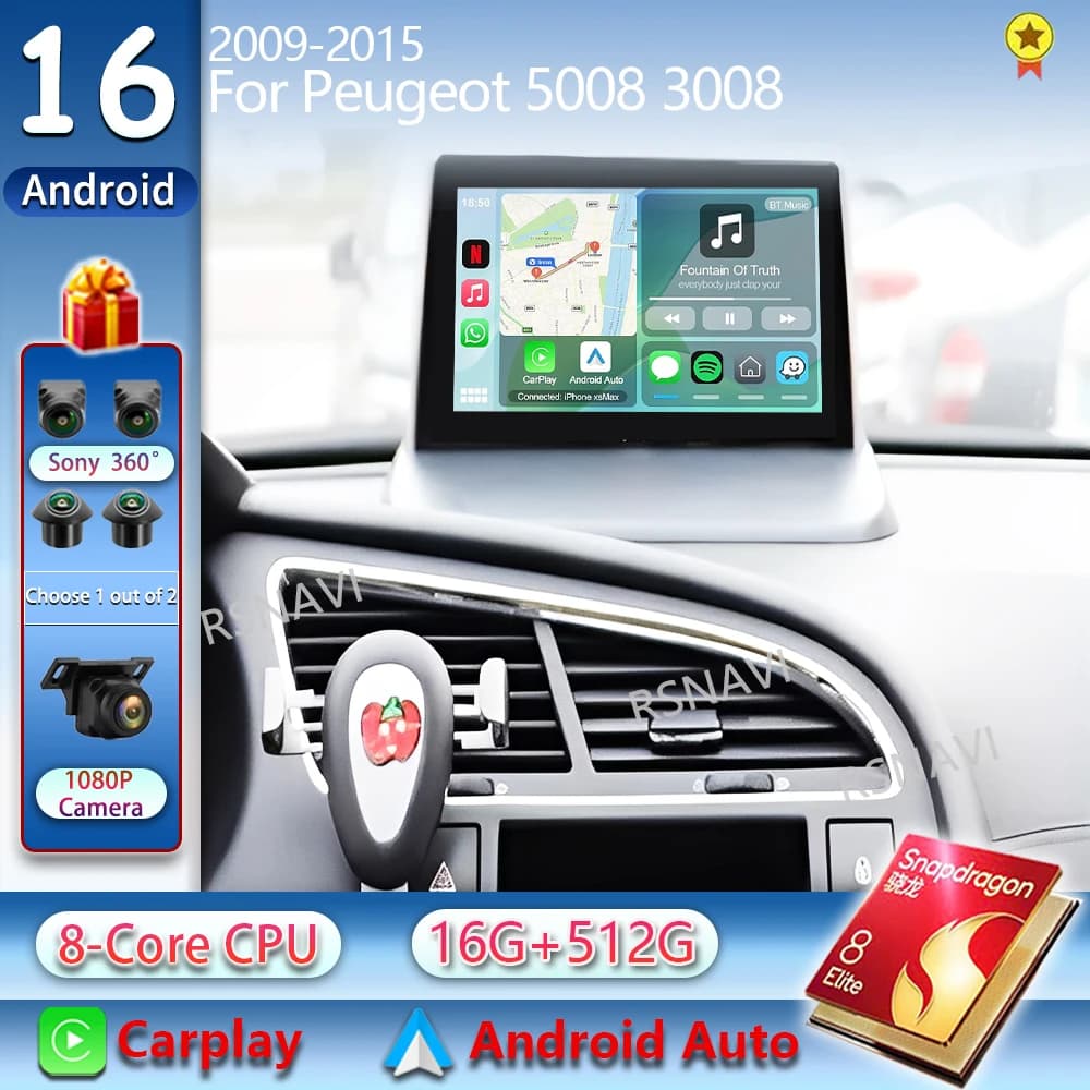 Android 15 Autoradio Lettore Multimediale Per Peugeot 5008 3008 2009-2015 Auto Carplay Car Stereo DSP wifi + 4G Ai voce BT 2 Din Gps