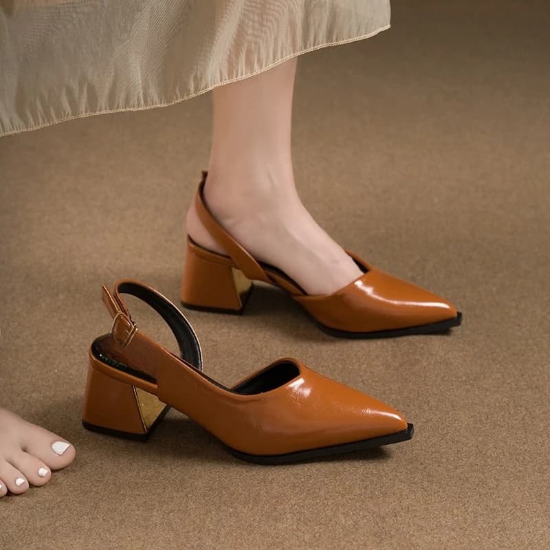 High Heel Sandals Woman Pointed Toe Heeled Shoes Shallow 2026 New Summer Trend Loafers Slingback Shoes Elegant Dress Pumps