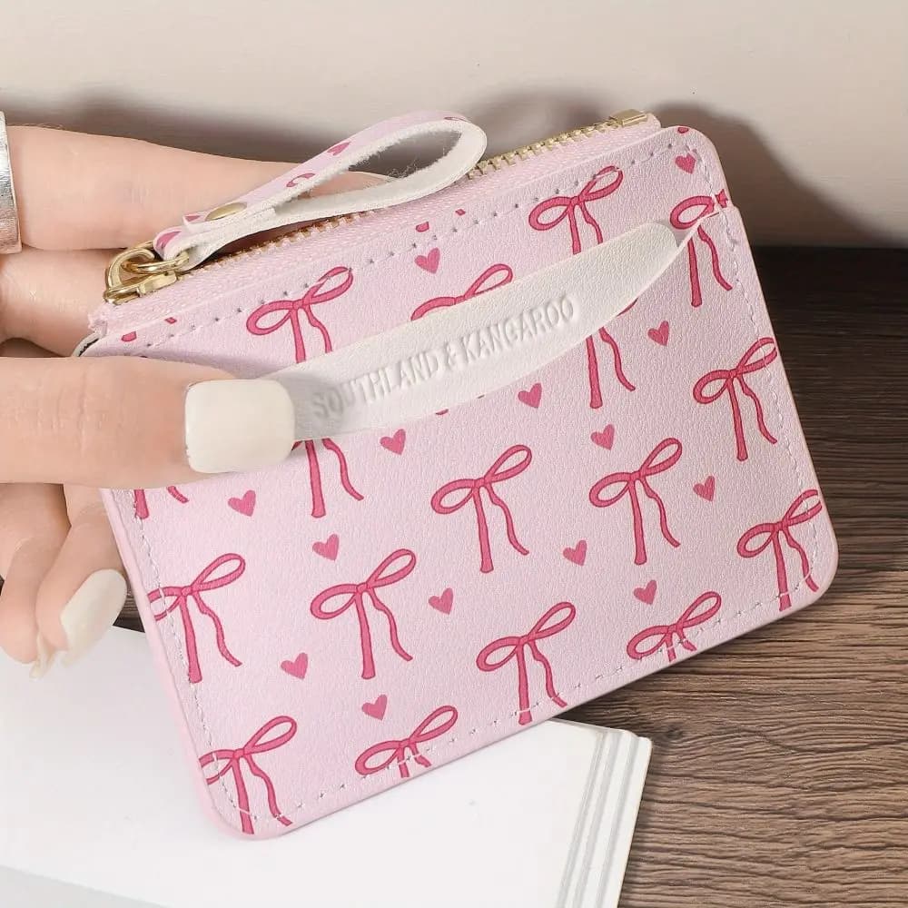 Portacarte di Credito in PVC alla Moda, Portafoglio Compatto con Cerniera, Leggero e Sottile Portamonete per Donne e Ragazze