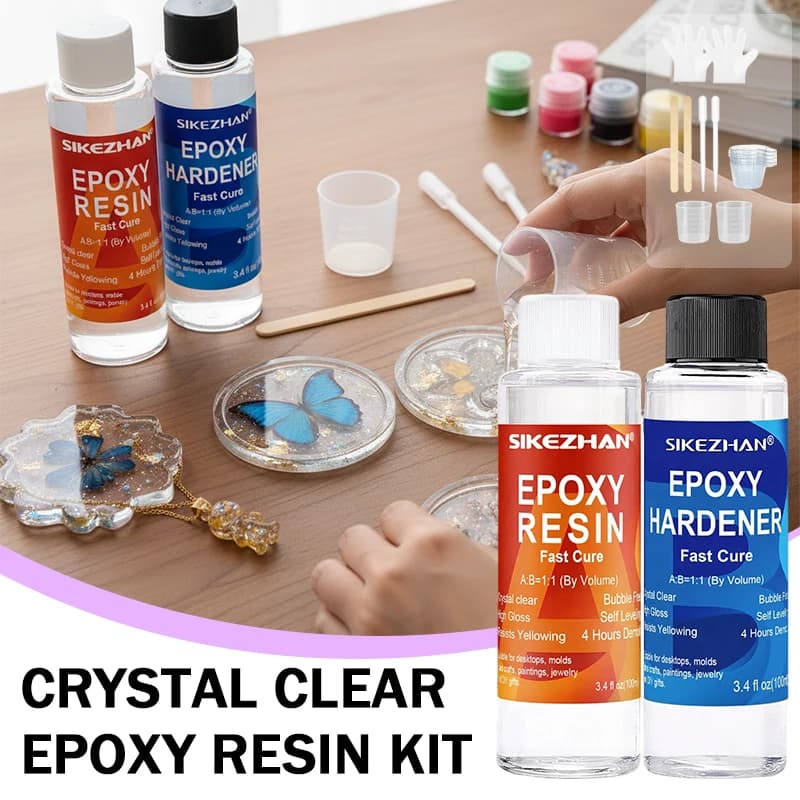Set di Resina Epossidica Cristallina SIKEZHAN, ad Indurimento Rapido e Autolivellante per Stampi e Arte Creativa Professionale Fai-da-Te