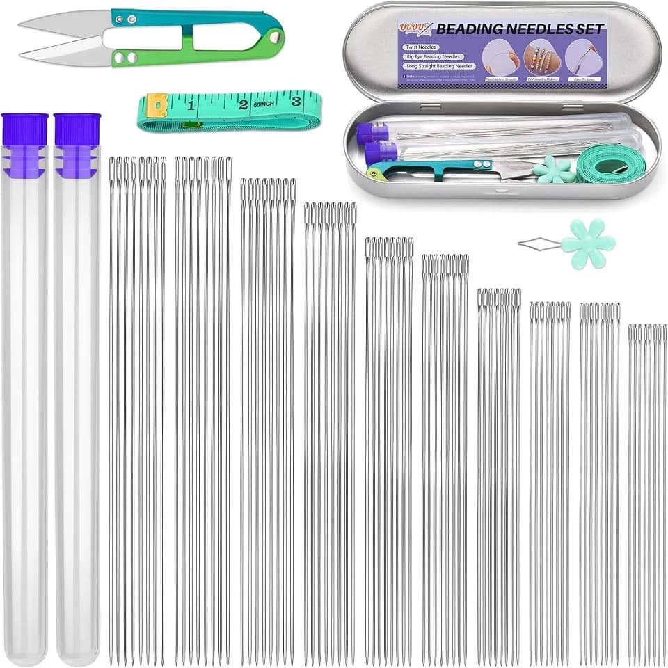 102/150/200pcs Kit di aghi per perline per la creazione di gioielli Aghi per perline di semi fini extra dritti per la creazione di gioielli da ricamo