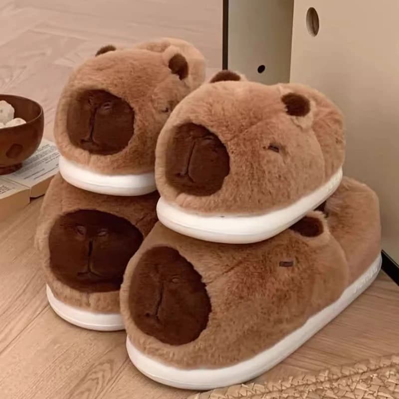 Pantofole invernali da donna in cotone caldo Scarpe slip-on capibara carine per ragazzi e ragazze Suole morbide antiscivolo Leggere e facili da indossare