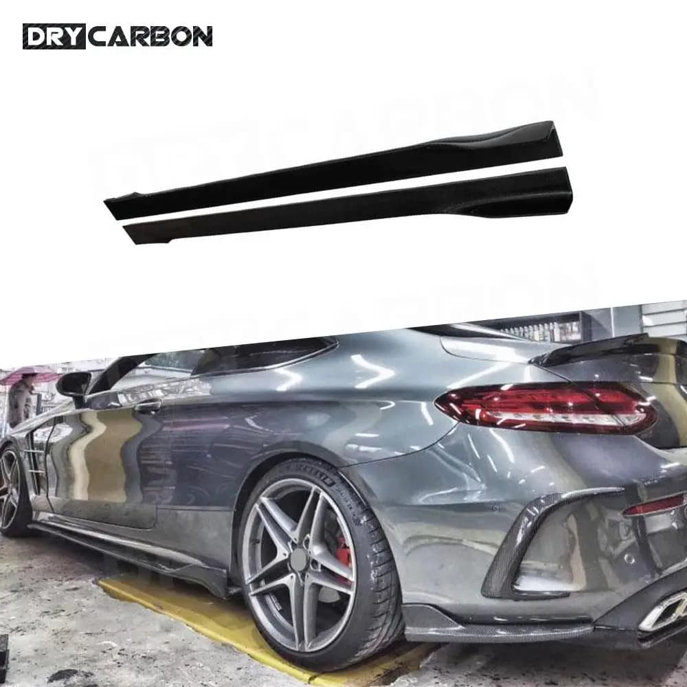 Minigonne laterali in fibra di carbonio con splitter per Mercedes Benz Classe E W213 E200 2017-2019, accessori per carrozzeria in FRP
