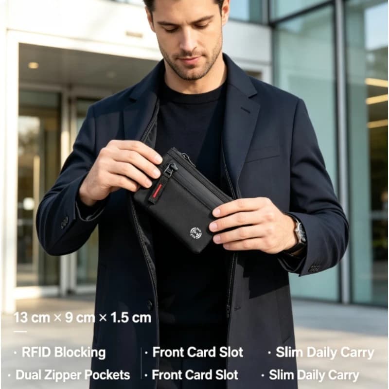 2026 New Xpac Slim RFID Blocking Card Holder for Men Mini Lightweight Coin Purse Multi‑Function ID Document Storage Wallet