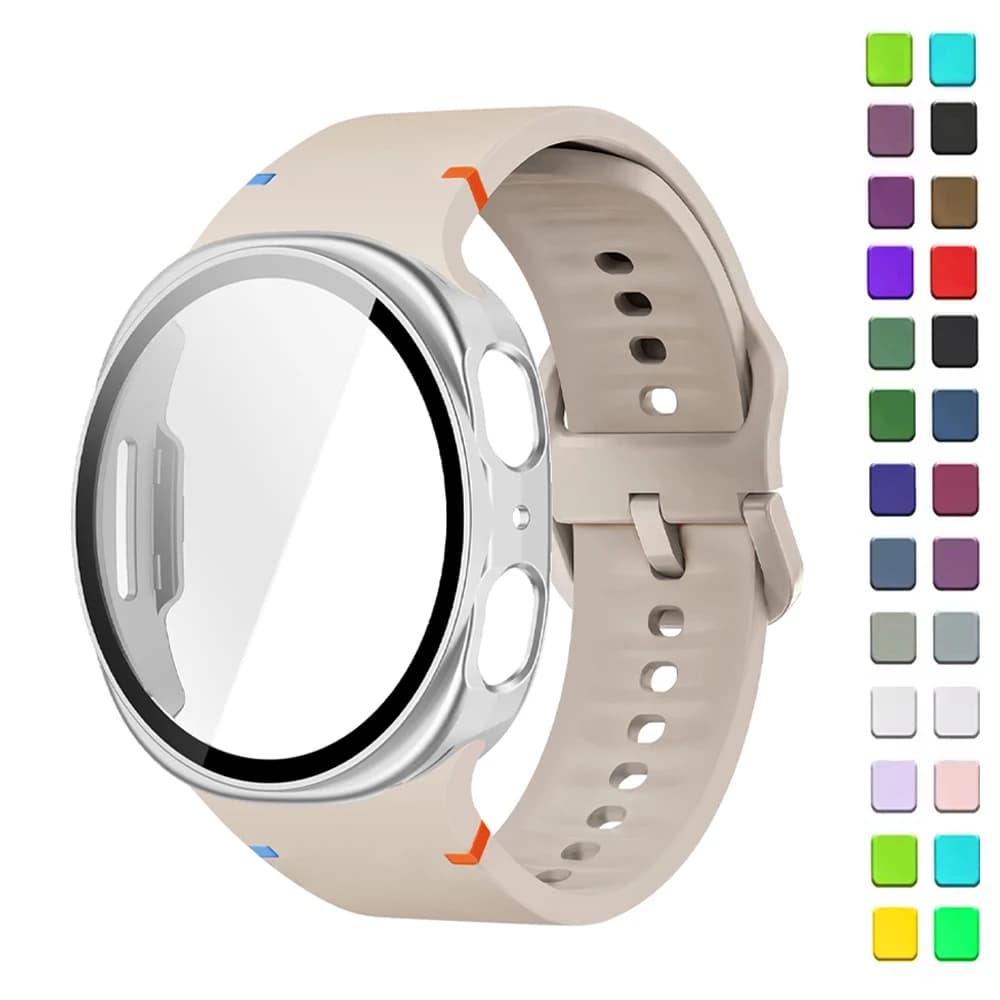 Case + Strap for Samsung Galaxy Watch 8 44mm 40mm 1:1 Official Blet Sport Strap Bracelet + Cover + Glass Strap Galaxy Watch8