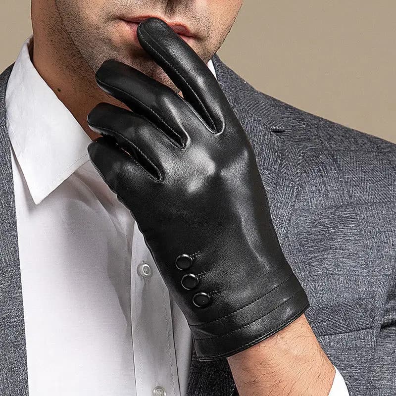 2022 Guanti primaverili da uomo Guanti in vera pelle Touch Screen Guanti da guida sottili in vera pelle di pecora nera Nuovo