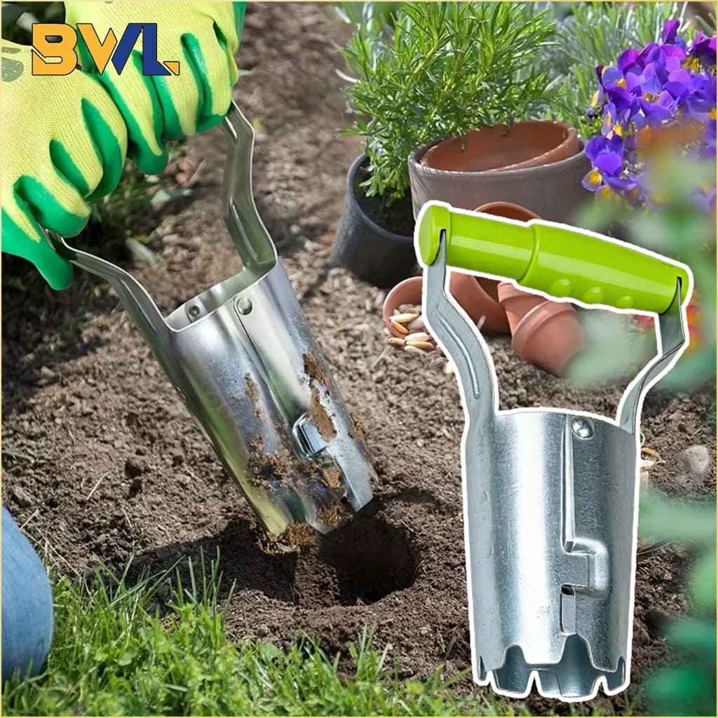 Trapiantatore Manuale per Piantine 1-5 Pezzi, Attrezzo da Giardino per Forare, Piantare e Trapiantare Fiori e Verdure