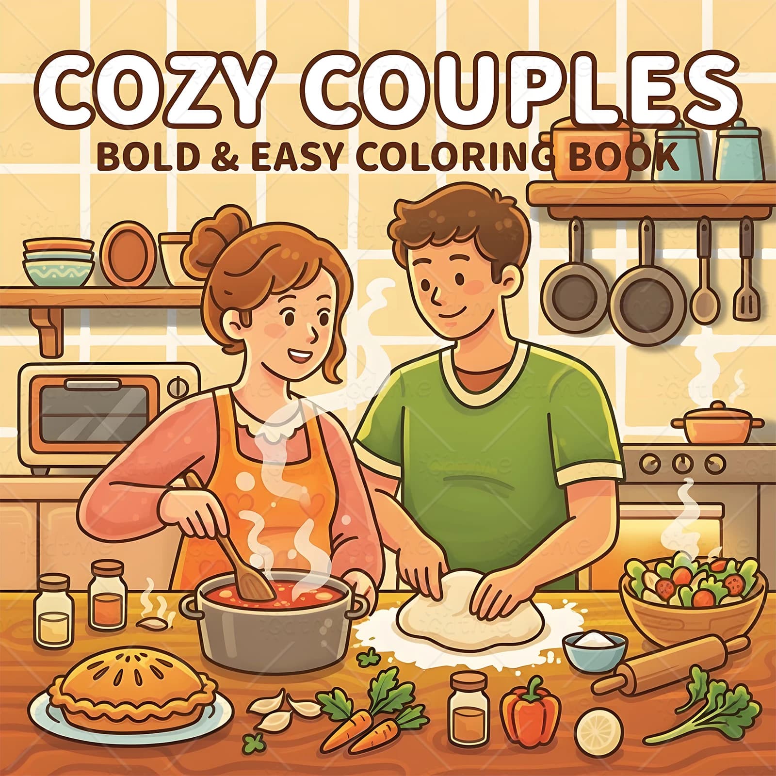 COZY COUPLES Bold-easy Patterns Coloring Book for Adults Cute Drawing Book Perfect Gift for Party and Birthday