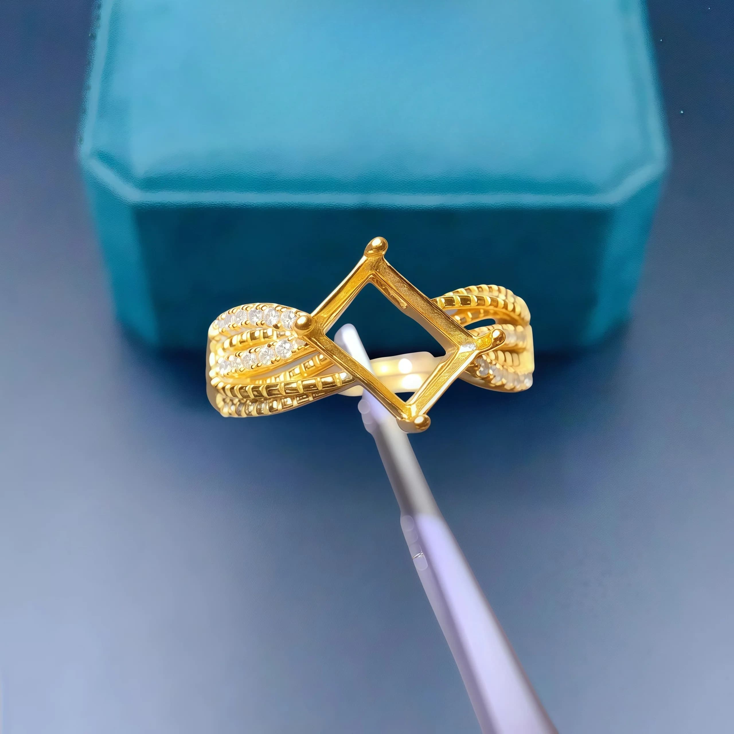 L S925 Sterling Silver FAI DA TE Vuoto Titolare Anello Impostazioni 6*8mm Pietra Quadrata Fine Lusso Zircone Design Matrimoni Gioielli per Donna