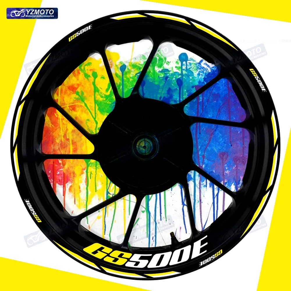 For GS500E GS 500 E Motorcycle 17 Inch Front Rear Wheel Hub Sticker Decal Waterproof Reflective Modified Decorative Rim Stickers