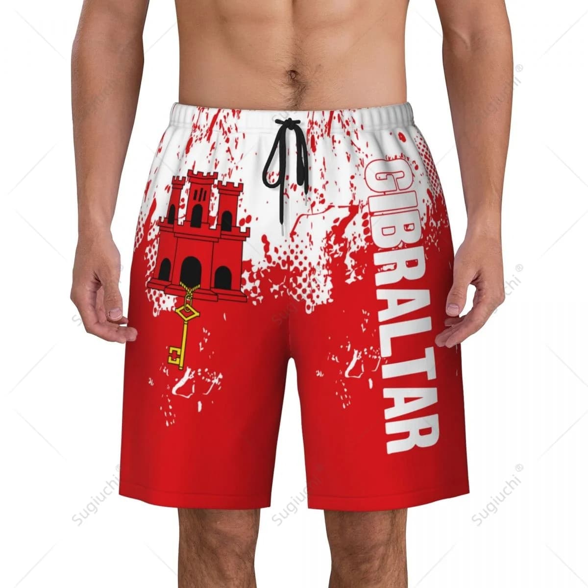 Men's Gibraltar Flag Beach Pants Board Shorts Surfing Boys Soccer Cycling Swimwear Running Polyester
