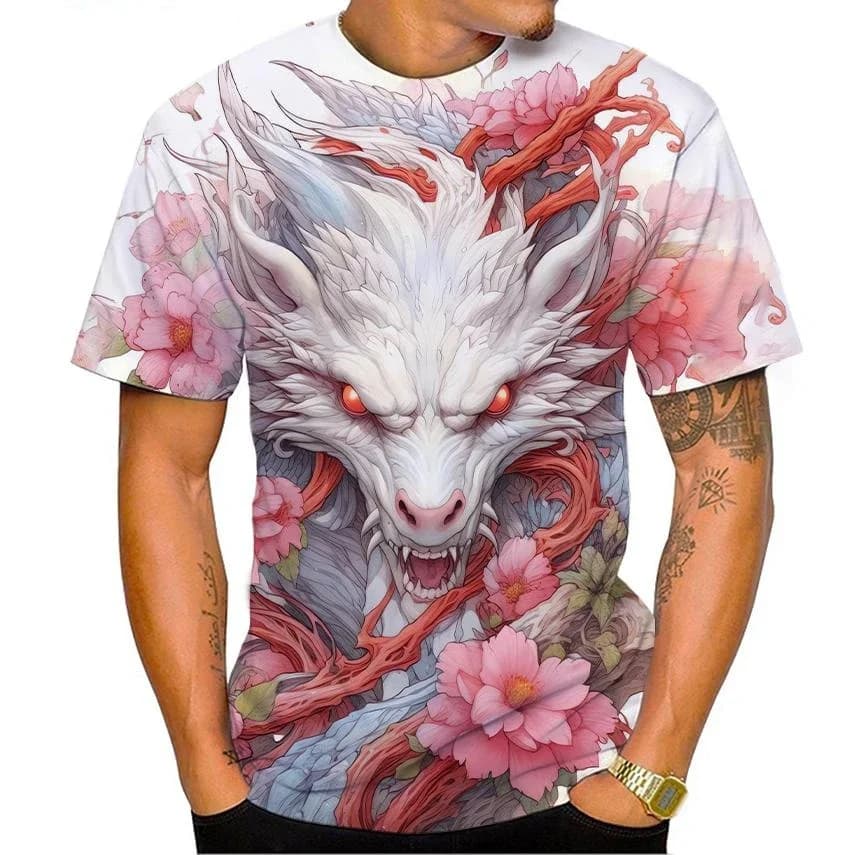 Estate nuovi uomini Top 3D stampato modello Dragon Fashion Trend maniche corte Casual confortevole girocollo Plus Size t-shirt