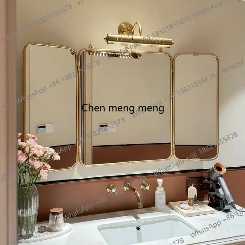 Specchio da bagno pieghevole triplo personalizzato in stile francese, specchio ad alta definizione da appendere, specchio artistico