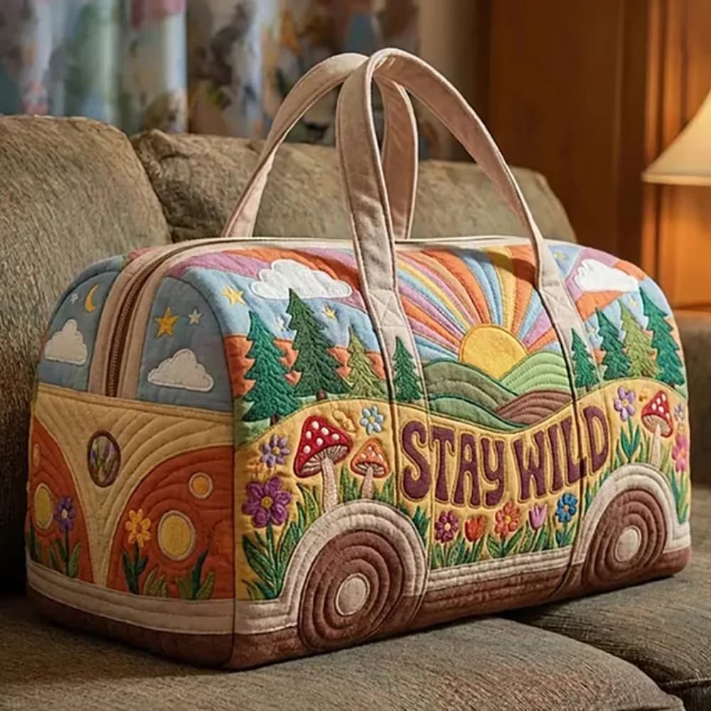 Shoulder Strap Quilted Duffle Bag Animals Pattern 3D Quilting Craft Short-distance Handbag Tote Bags Large Capacity