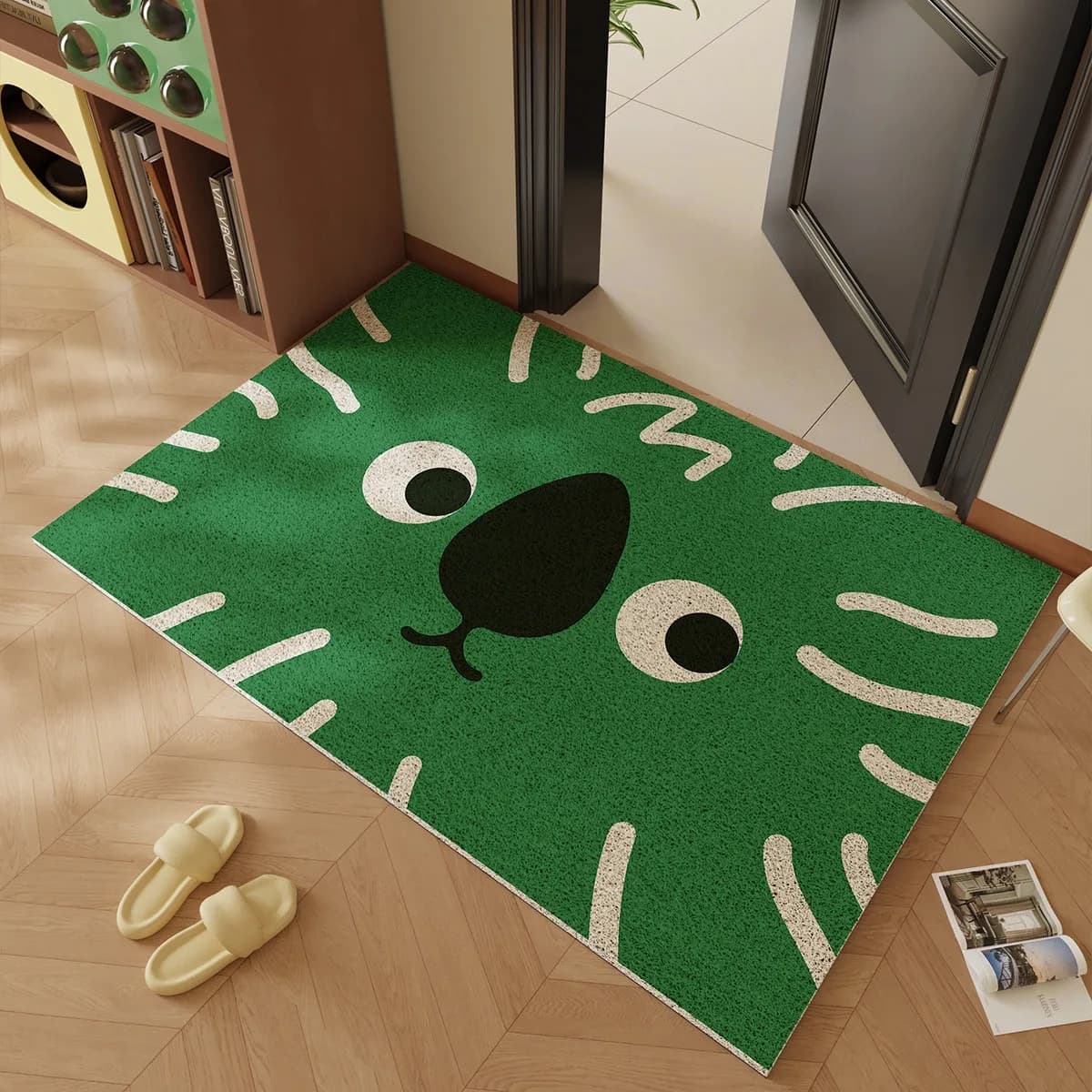 Entrance carpet with creative cartoon design, PVC, non-slip, catching dirt