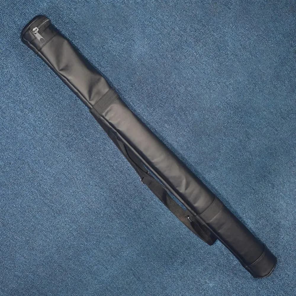 Collapsible Billiard Cue Bag 32in 1/2 Pole Faux Leather Pool Cue Bag Lightweight Rod Sleeve Billiard Carrying Case Entertainment