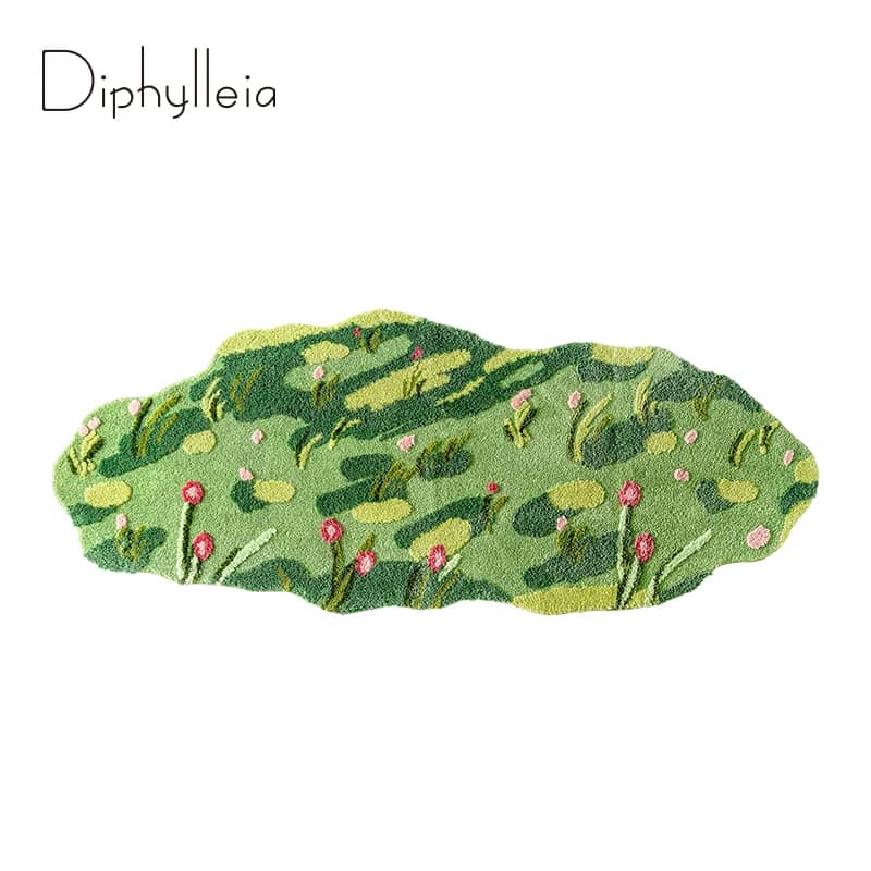 Diphylleia Monet Garden Art Carpet Handcraft Tufting Floral Grass Indoor Rug Non-Slip Bathroom Mats For Balcony Courtyard Home