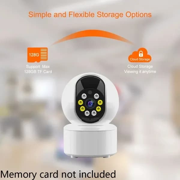 Telecamera IP Wireless WiFi 360° 1080P, Videocamera di Sorveglianza CCTV, Mini Telecamera per Animali Domestici, Baby Monitor WiFi, per Casa e Ufficio