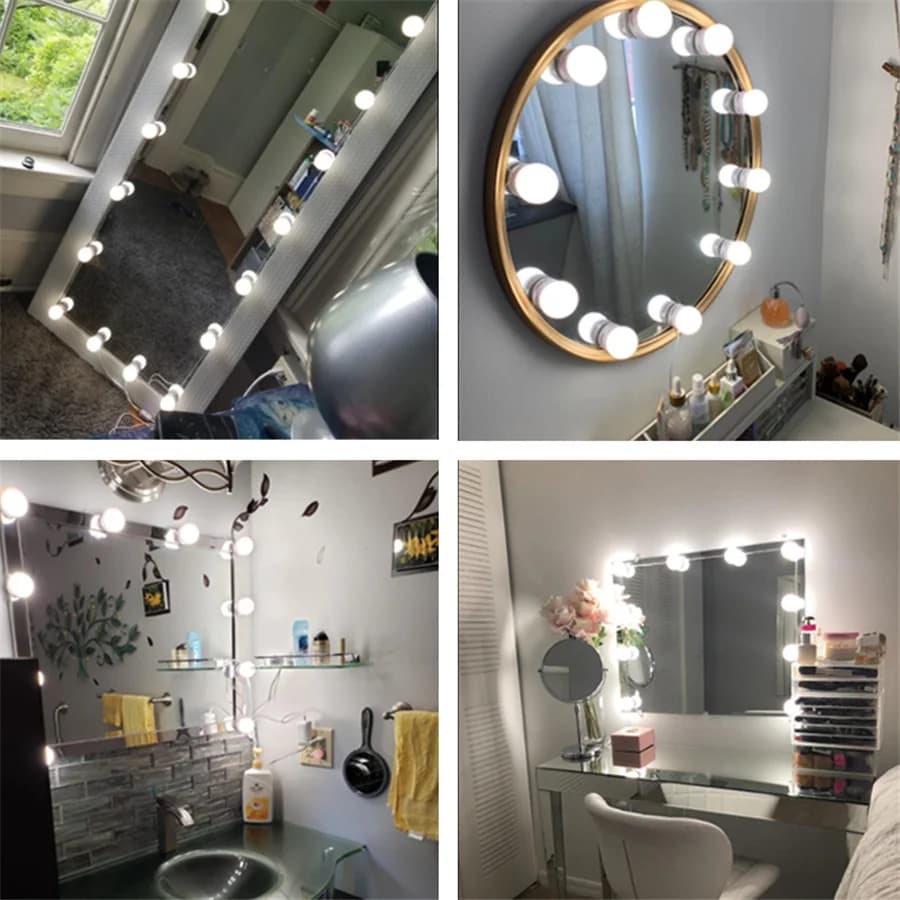 Lampada da specchio professionale a LED per trucco per lampade da tavolo da bagno Lampade frontali a specchio dimmerabili USB Luci da trucco a 3 colori