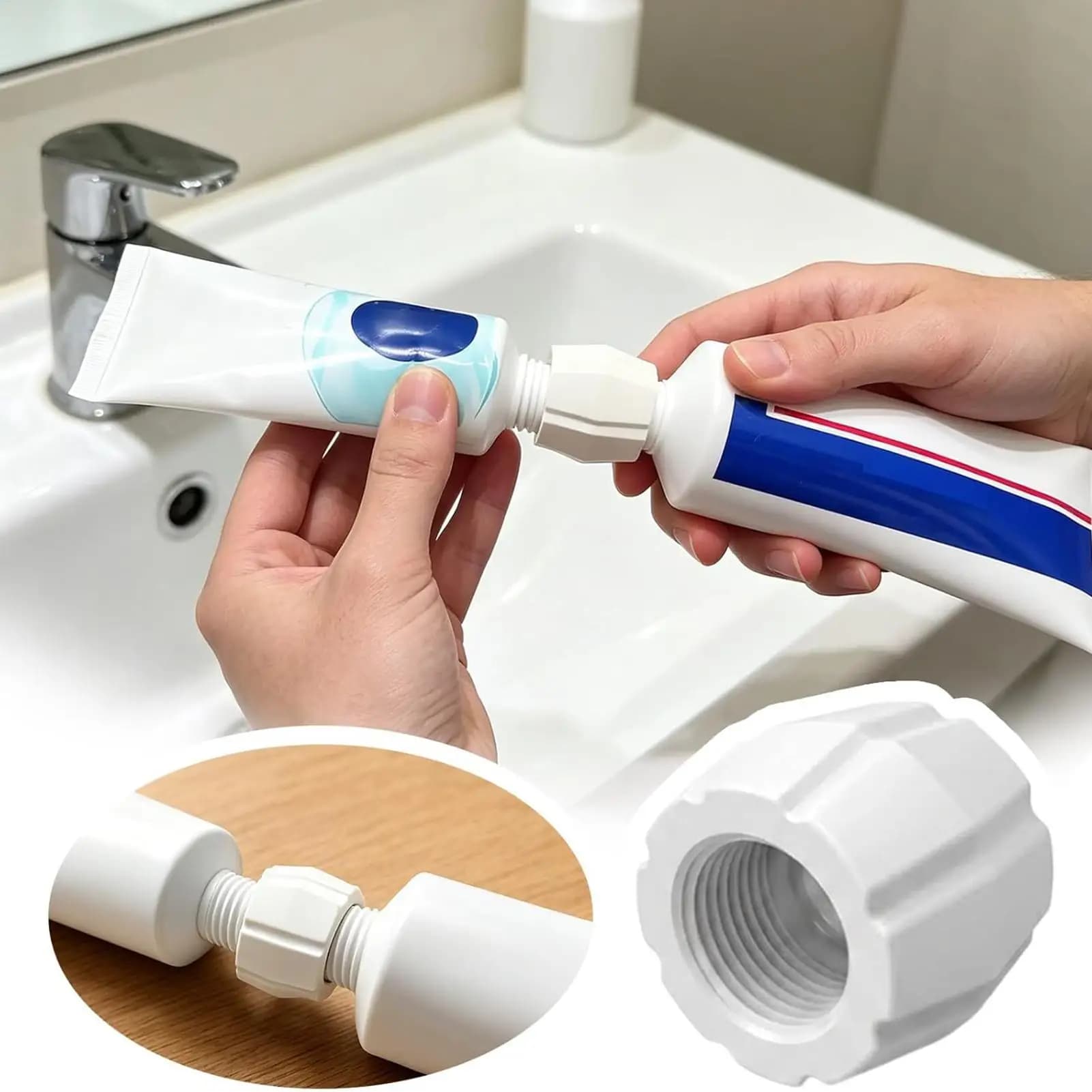 Toothpaste Connector Adapter Portable Reusable Transfer for Travel Camping Bathroom Lotion Shampoo Leak Proof Universal