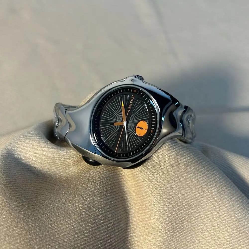 Men's Watches with Stainless Steel Strap, Waterproof, Quartz, Distorted Design, Alien Twist Style