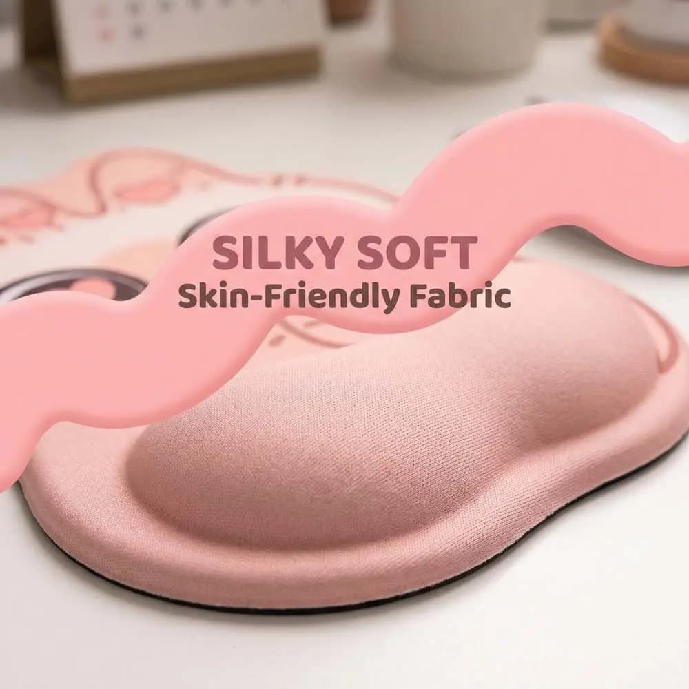 Tappetino per mouse con gatto nero, protezione per il polso, tappetino grande per mouse con gatto dei cartoni animati, tappetino per mouse Kawaii antiscivolo e ispessito, regali per ragazze