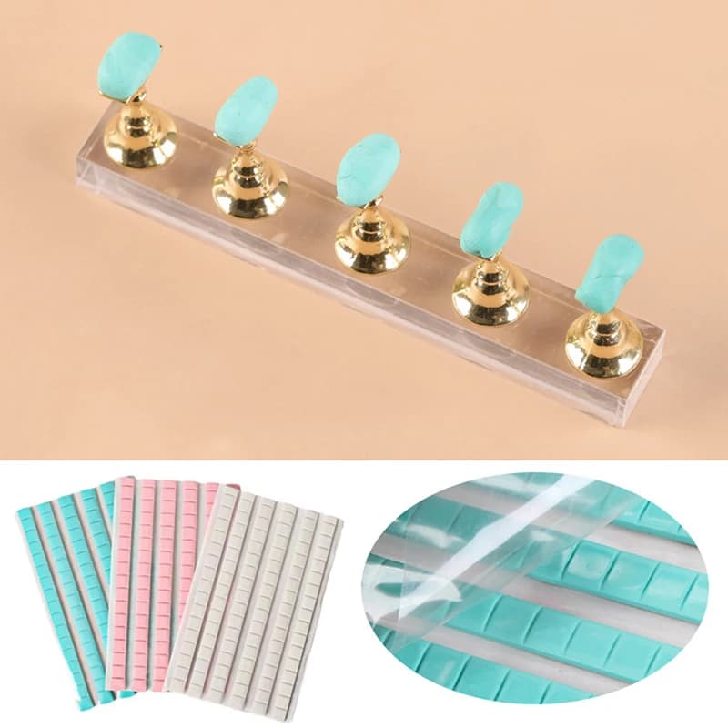 Colla Adesiva per Unghie Riutilizzabile 30/42/84/96 Pezzi, Gel Appiccicoso per Pratica Nail Art, Supporto Espositivo, Punte Finte, Strumenti per Manicure