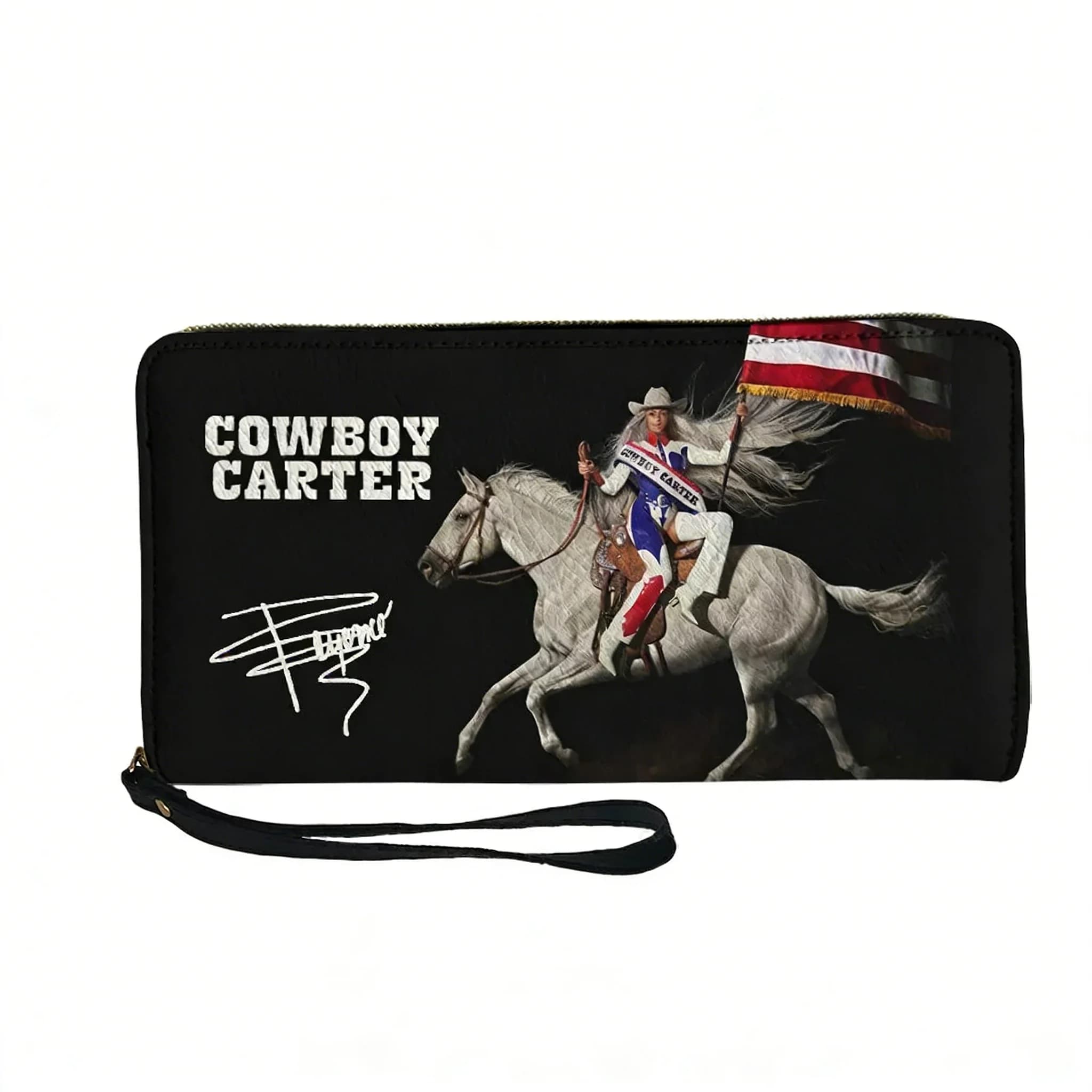 Personalized Wallet Beyonce Rock Cowboy Carter Long wallet with zipper for man, woman, teens, with double print, portable gift bag