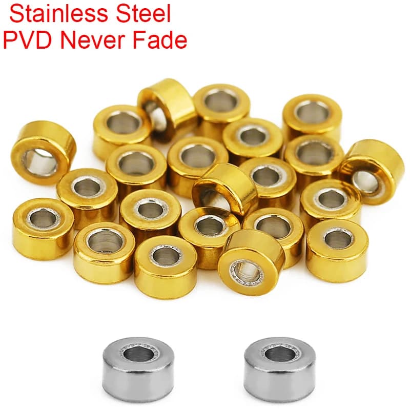 50 pcs 2x4mm Round Stainless Steel Big Hole Distant Beads Does Not Fade Nunca PVD Necklace Beads For FAI Jewellery Results