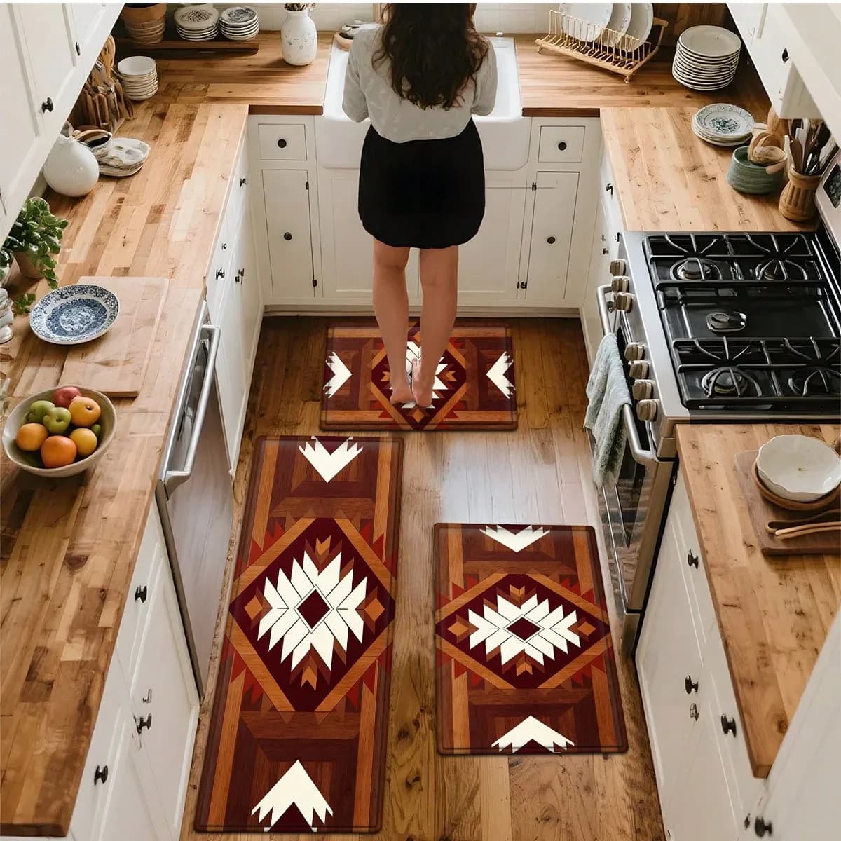 1/2/3-Piece Set Of Wood-Pattern Flannel Floor Mats, Suitable For Bathroom Use, Thick, Soft, Absorbent, Washable, With Non-Slip Backing, Suitable For Door Mats And Entryway Mats, Modern Wood Texture
