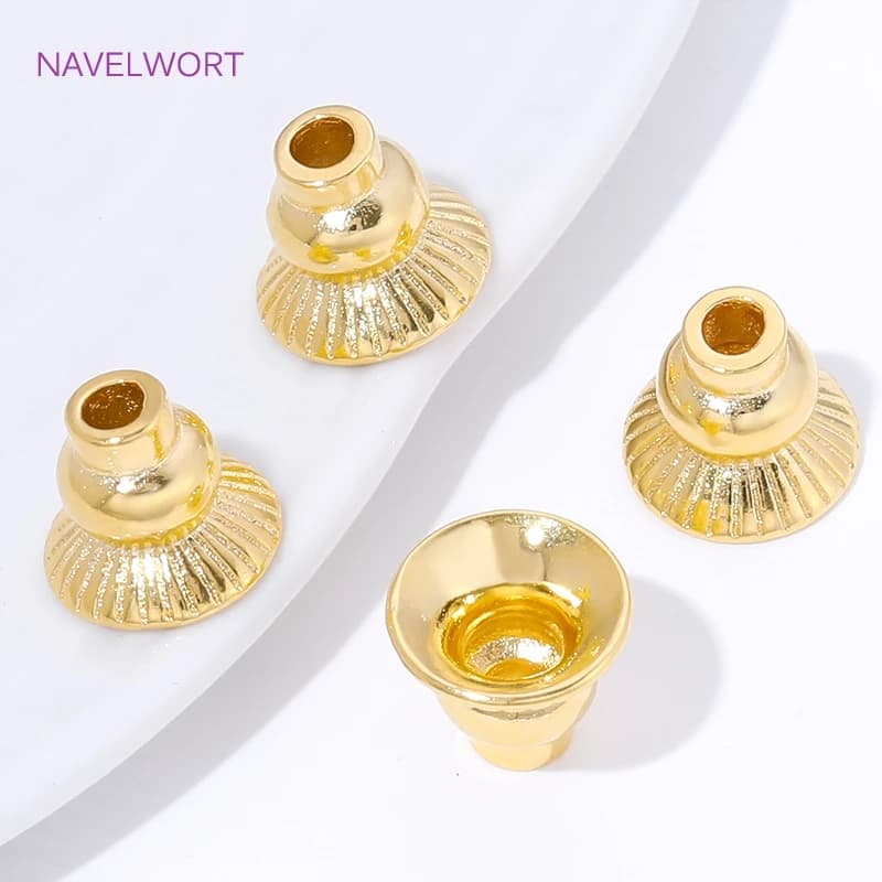 18K gold plated spacer caps for jewelry creation, brass terminal plugs for beads, beads caps, DIY accessories for creating earrings