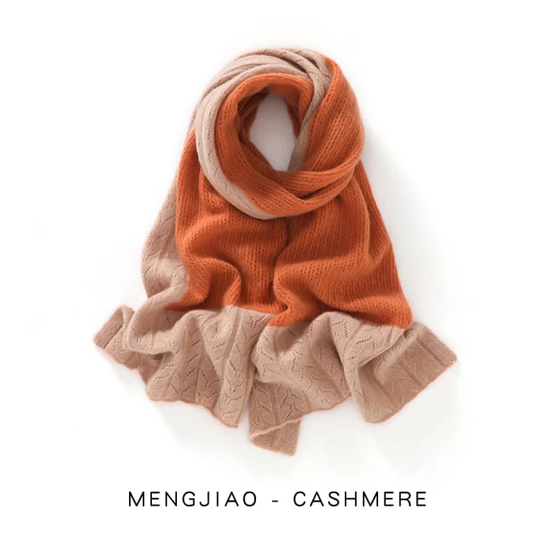 Women's 100% Pure Cashmere Long Scarf Winter Knitted Warm Outdoor Fashion Patchwork Color Long Scarf 180*50