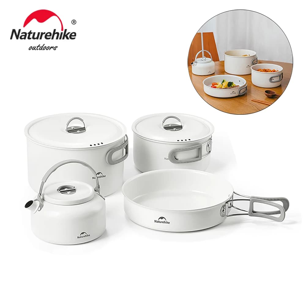 Naturehike Set antiaderente in ceramica di pentole Kit di pentole da campeggio padella per esterni bollitore stoviglie da Picnic utensili da cucina