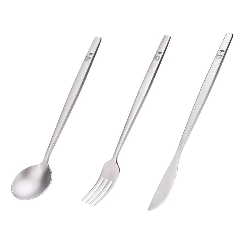 Keith Titanium Cucchiaio portatile Forchetta Coltello Bistecca Posate occidentali Cucina Forniture per feste di Natale Set di posate da viaggio per stoviglie