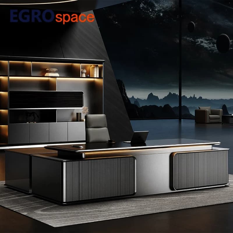 Scrivania Direzionale di Lusso a Forma di L, Design Moderno con Organizer per Ufficio Dirigenziale