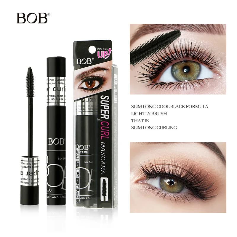 BOB Stunning Long Waterproof Mascara with Curl Thickening Curve Brush Head Non-Dizzy Easy to Wear Makeup That Stays Put