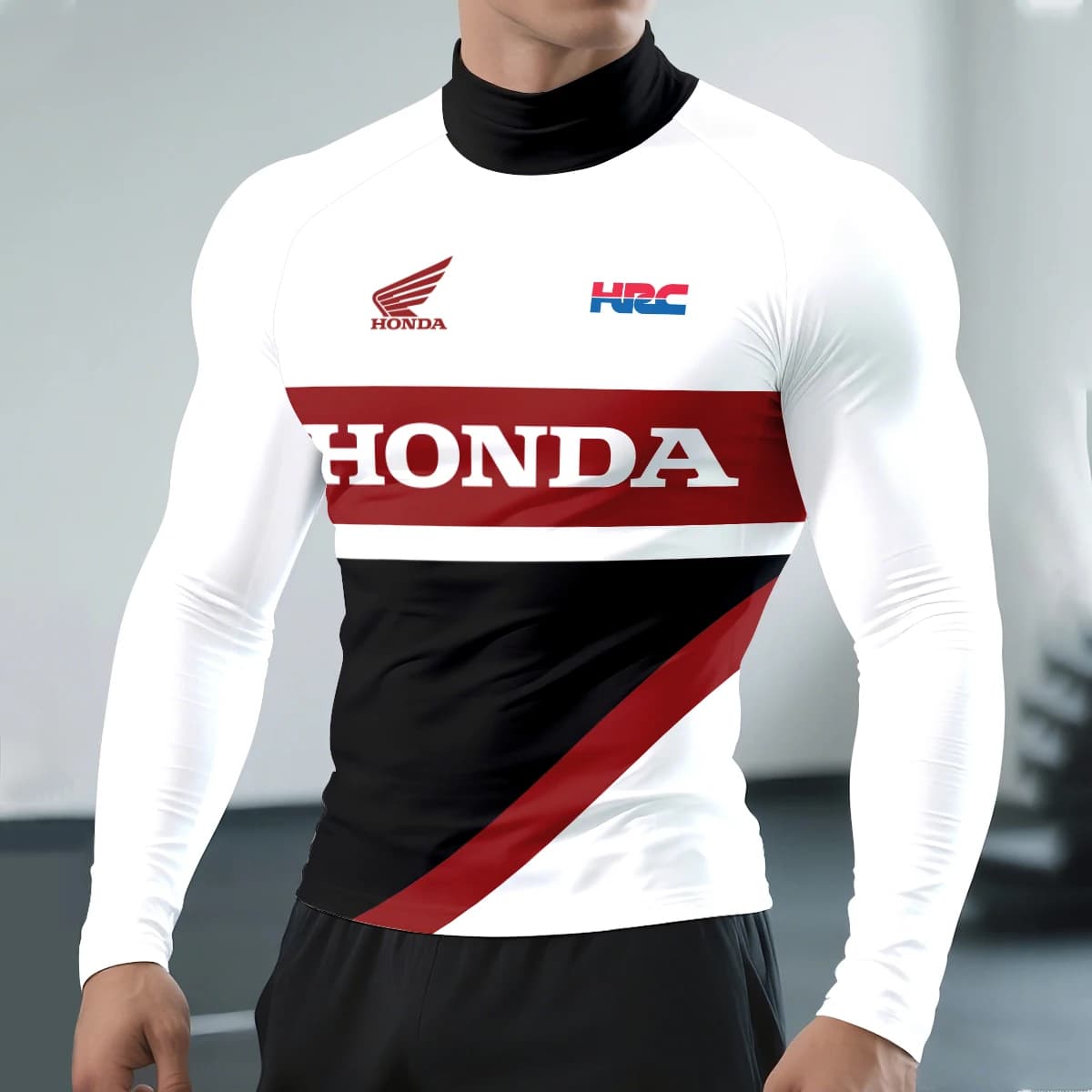 T-shirt Honda MotoGP WORLD SBK Team Surround T-shirt HRC Honda Racing T-shirt per sport all'aria aperta T-shirt a maniche lunghe con collo a mezza altezza 3D