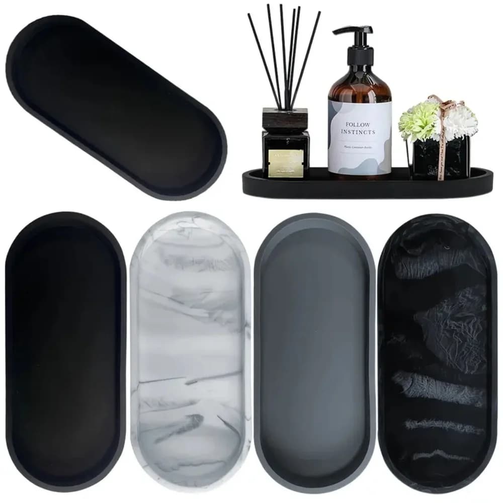 Silicone tray for dressing room, Rectangular dish for liquids and sponge, toilet perfume organizer, tray for cosmetic rings, essential elements for the house, home decorations, home furniture