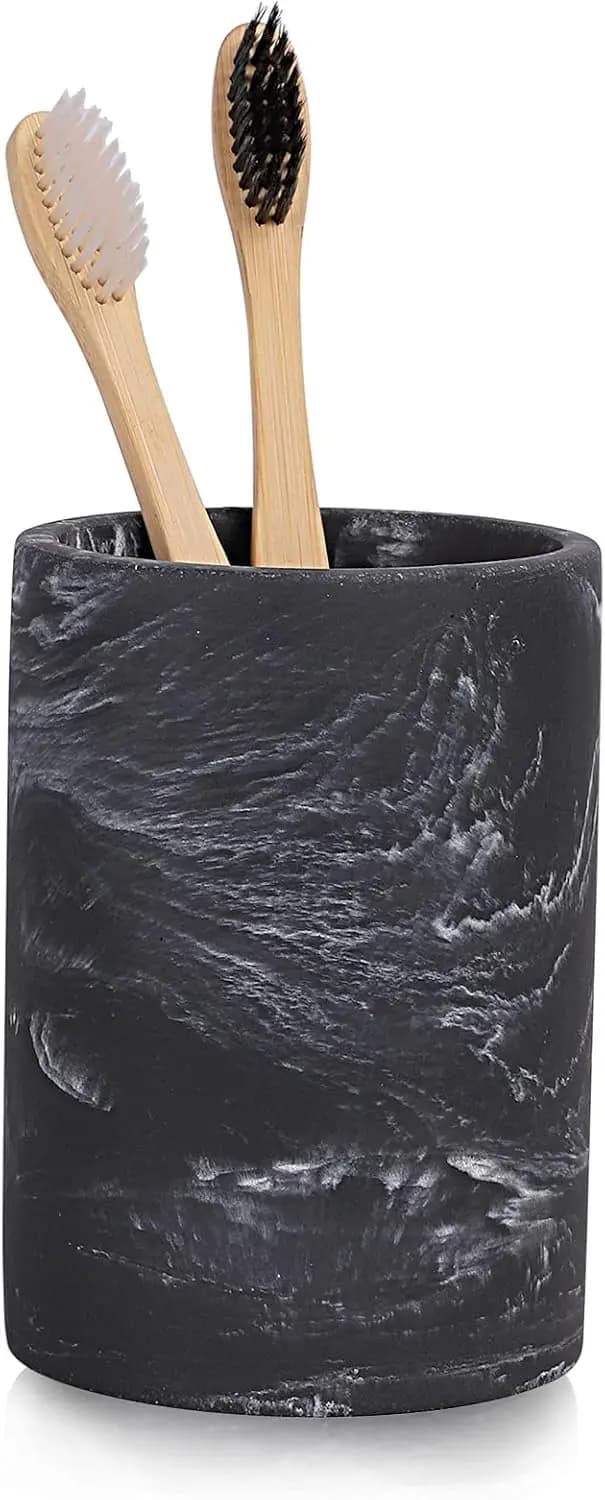 Portaspazzolino effetto marmo per bagno, organizer per spazzolino elettrico e dentifricio, contenitore per pennelli da trucco e rasoi