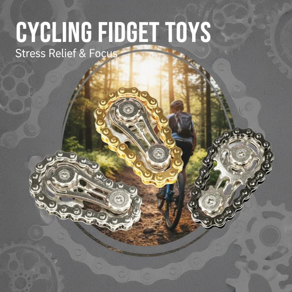 Spinner Antistress Meccanico a Forma di Catena di Bicicletta in Metallo, Giocattolo EDC per Bambini e Adulti