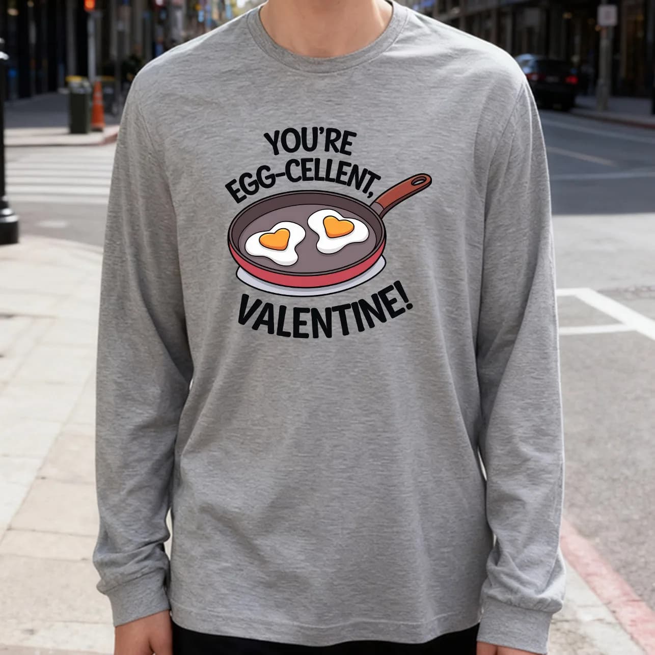 Men's Long Sleeve T-shirt Egg Cellent 180g 100% cotton printed casual crew neck to wear every day soft and breathable