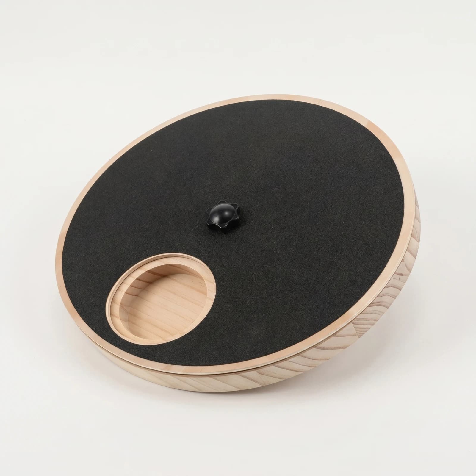Scratch Board with Feeding Cavity Circular Wooden Scratcher with Food Cavity Pet Supply Low-Height Textured for Cats, Indoor
