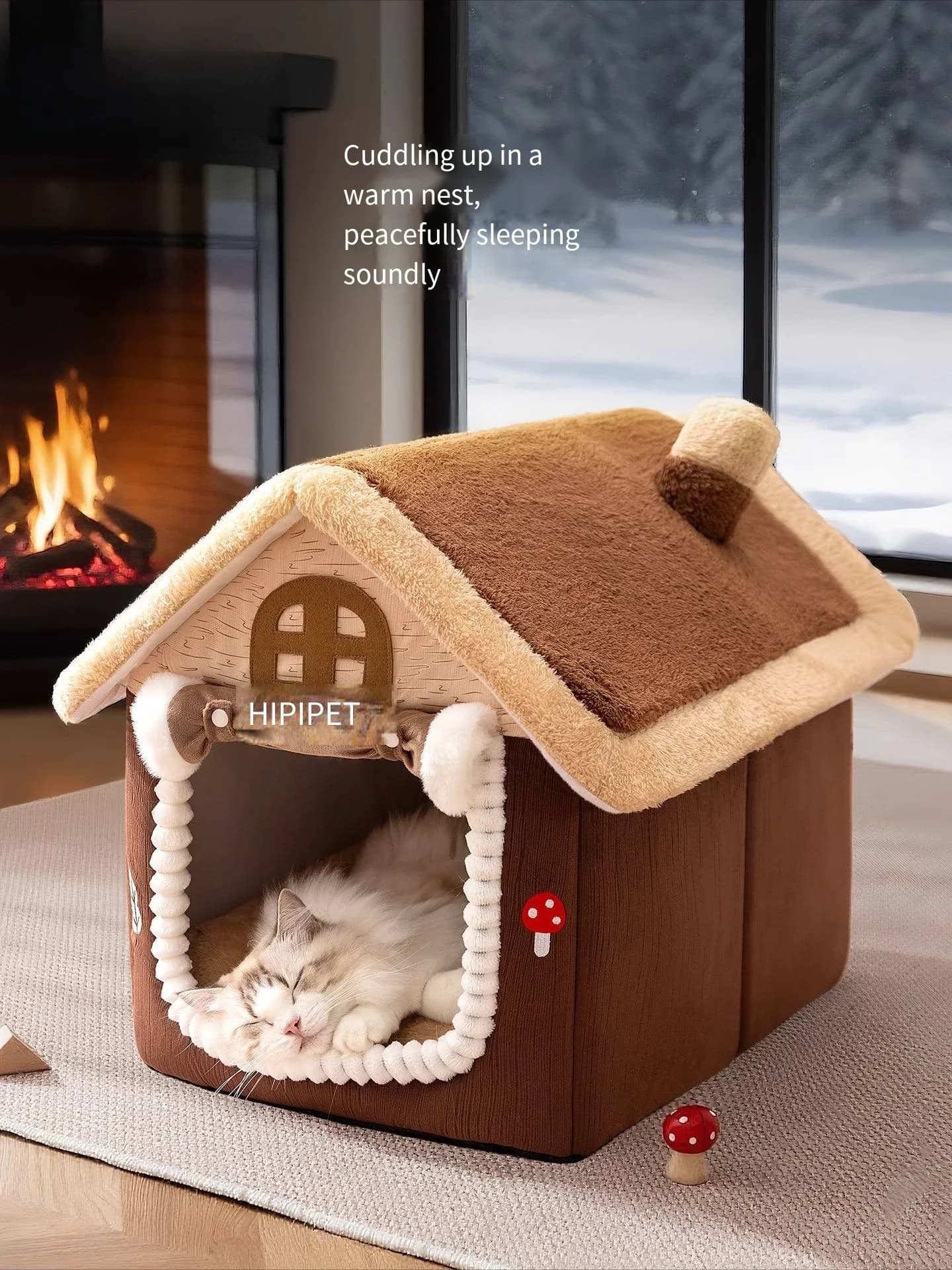 Cat dog den Winter insulation house Closed-style villa all seasons can be disassembled washed Pet decoration Cute bed Foldable