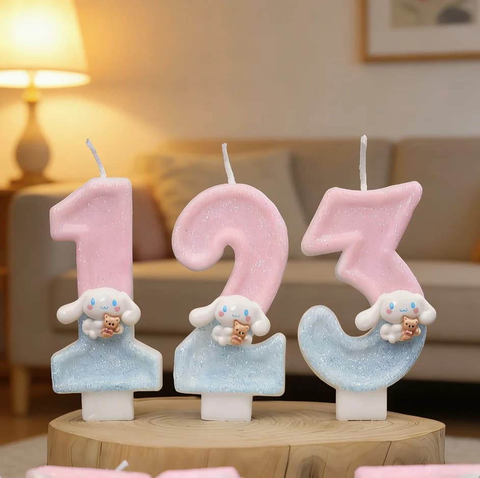 Nuova Candela a Forma di Numero 0-9, Adorabile Personaggio Cinnamoroll 3D Kawaii, Decorazione per Torte di Compleanno, Regalo