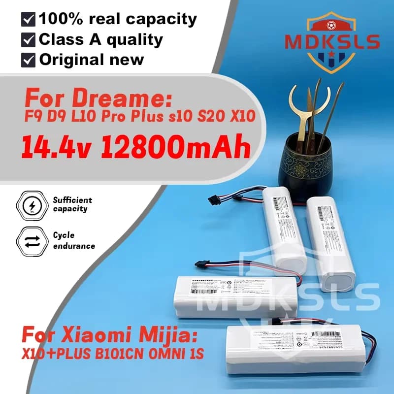 14.4V 12800mAh Li-ion with BMS Protection for Xiaomi Mijia X10+ Plus / Dream F9 D9 L10 Pro Plus S10 S20 X10 OMNI 15 Robot Vacuum