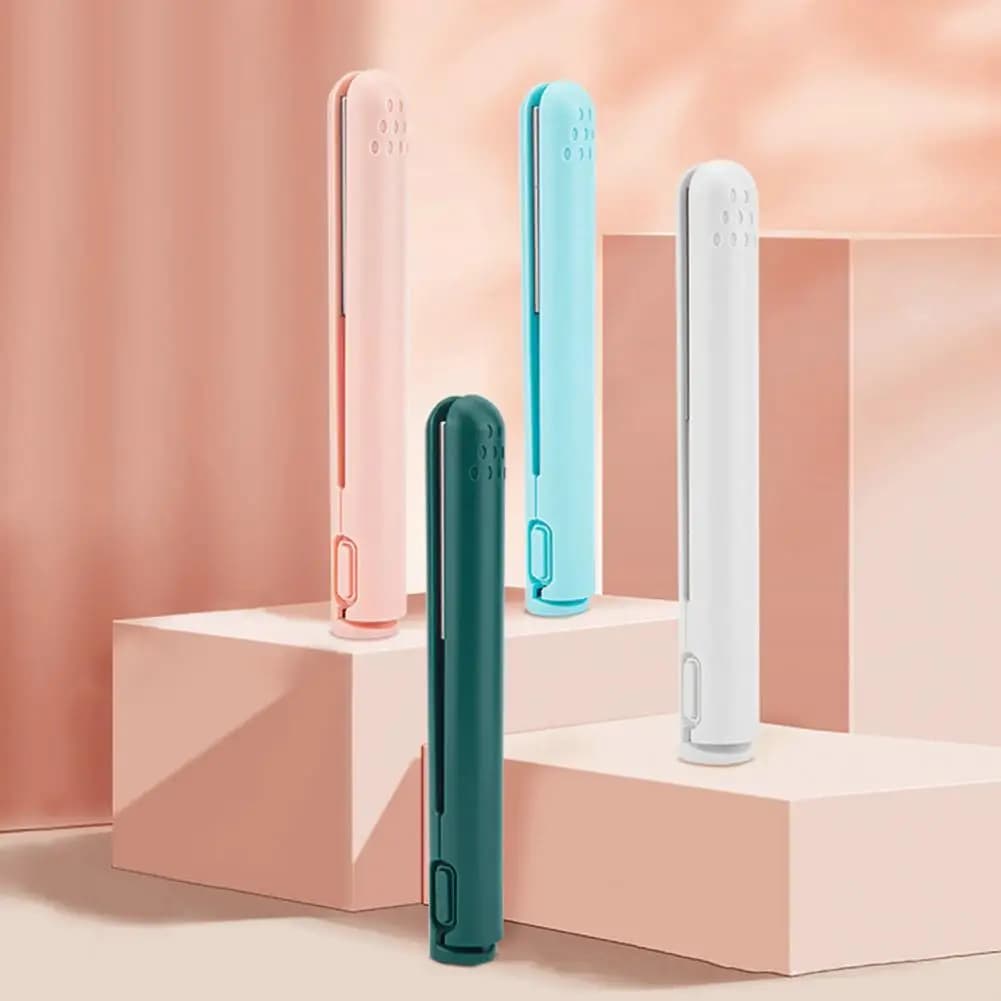 Portable Hair Plate Mini Iron Portable Rechargeable Hair Clip for Safe Style on Double Use USB Hair Clip Plate