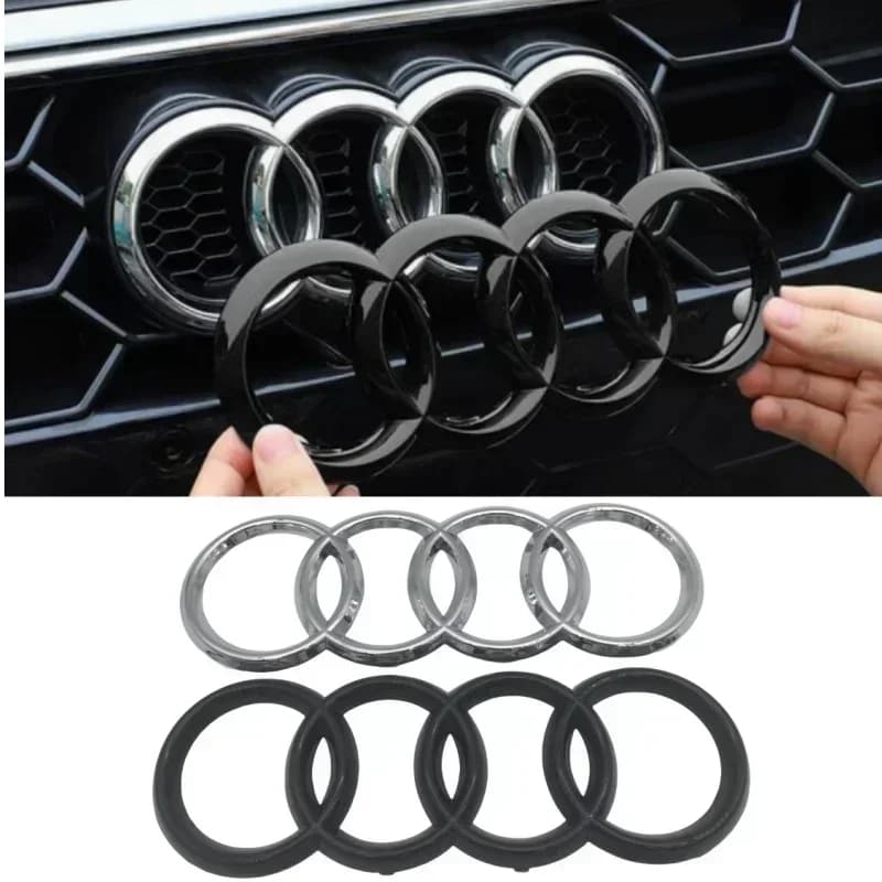 1 Pezzo Emblema Auto a 4 Anelli per Griglia Anteriore, Cofano, Paraurti Posteriore, Adesivo Badge Decorativo, Accessori Styling